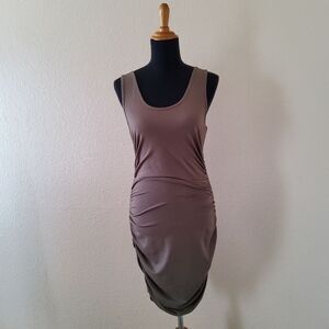 NWT Bobi Ruched Bodycon Tank Jersey Knit Dress Size S Olive Green